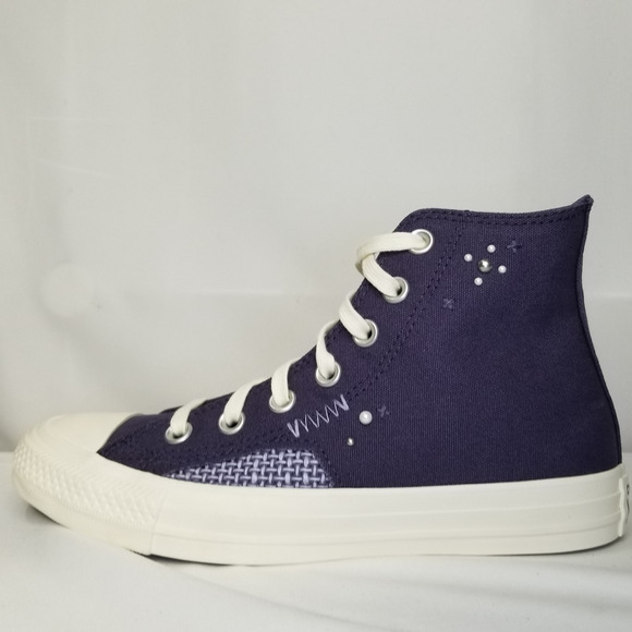 Converse CTAS Hi Top Pearls & Studs Sneakers Women's 8.5 Purple A12515F  NWT - Picture 3 of 9